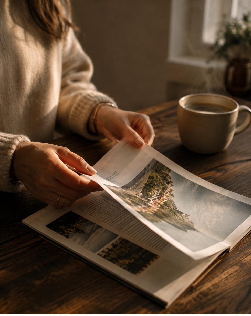 Vrouw leest de krant met een kop koffie